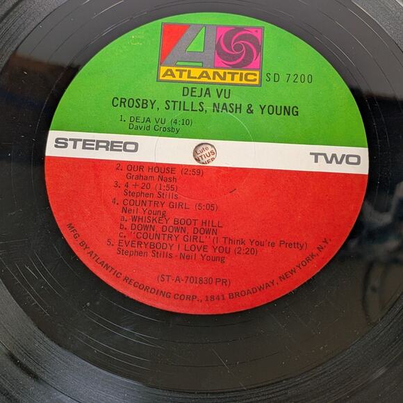 Vintage Crosby Stills Nash & Young Déjà Vu Vinyl LP SD 7200 Atlantic Records - Picture 7 of 12
